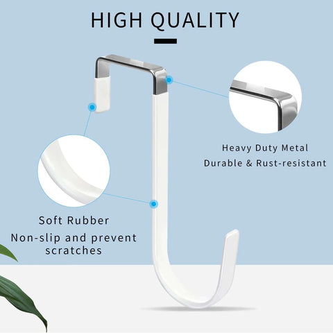Close-up of heavy-duty metal hook with soft rubber coating for non-slip, scratch prevention, showcasing durability and rust resistance.