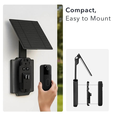 Solar Charger For Blink Video Doorbell 2nd Gen With Triple Solar Panels And Built-In Battery, mounting demonstration