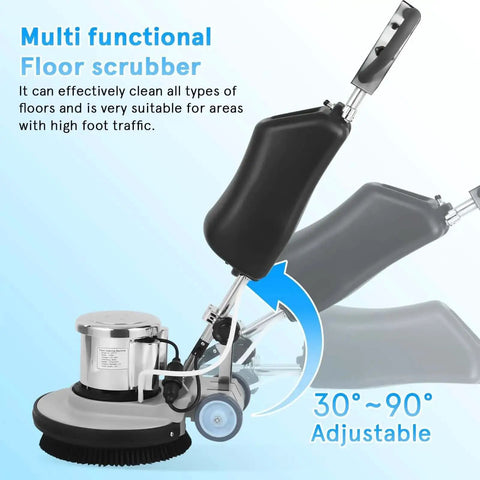 Heavy Duty Commercial Floor Scrubber Machine With Three Brushes Large 3.4 Gallon Tank 1.5 HP Motor 175 RPM Industrial Floor Buffer