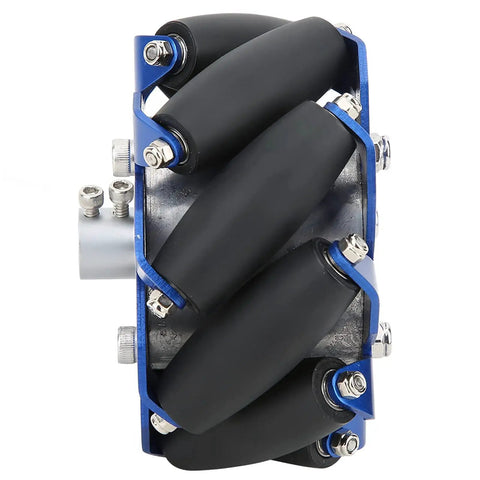 Left Mecanum Wheel for Bots, 4-Inch Aluminum Wheel With TPU Rubber Rollers, High-Friction Polyurethane Race-Grade Build