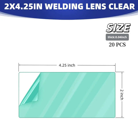 20 Piece Universal Welding Helmet Hood Replacement Clear Lens Covers 2x4.25 Inch Pro Grade Optical Polycarbonate Lenses For Eye Safety And Debris Protection Shields