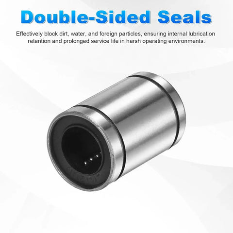 LM12UU Linear Ball Bearing, 12mm Bore, 21mm Outer Diameter, 30mm Length, double-sided rubber sealed, for CNC and 3D printers