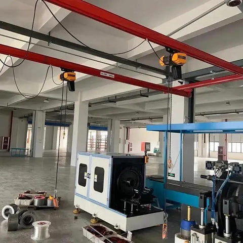 1 Ton Air Hoist With 20Ft Lift And Pendant Control For Heavy Duty Crane Hoist installed in industrial facility