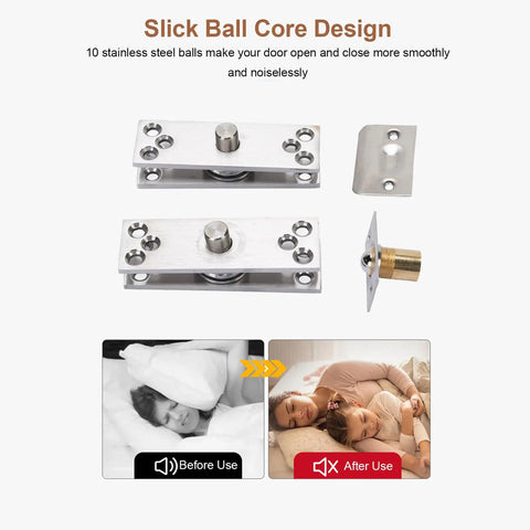 Hidden Door Hinge With 360 Degree Rotation Heavy Duty Pivot Hinge In Stainless Steel 220 Lbs Load Bearing Concealed Hinge For Secret Doors Bookcase Murphy And Shelf Doors in stainless steel with slick ball core design.