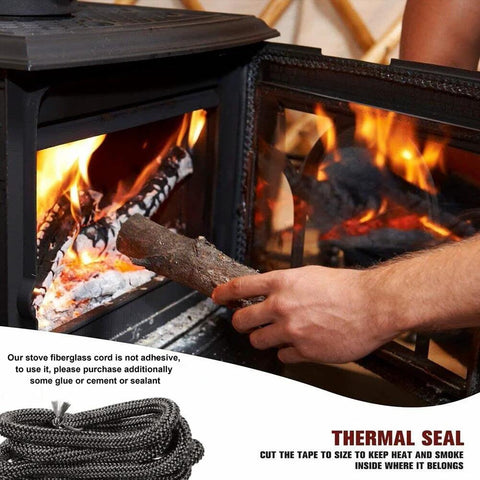 BSTFLEX rope seal gasket for wood stoves, graphite-impregnated fiberglass, 1 in x 72 in, coiled rope