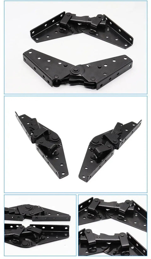 2Pcs 3 Position Adjustable Sofa Back Hinge for Sofa Bed and Furniture 230x70 Mm Black Finish 2mm Thick Hot Rolled Steel Pair
