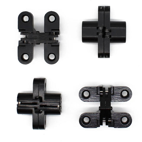 Hidden Hinge Set For Doors And Cabinets Lamvbls Stainless Steel 180 Degree Invisible Cross Hinges Black Four Hinge Pack