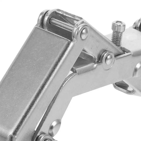 Close-up of Beefy Hidden Concealed Door Hinges 170 Degree For Thick Doors, Ultra Sturdy 2 Pack With Screws, steel hinge detail.