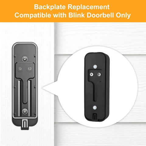 Back Plate Replacement For Video Doorbell Gen 1 With Hooks, Durable Black Plastic Cover, displayed on a white wall