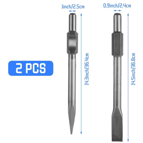 2 Pack Jack Hammer Chisel Set With 1 1/8 Inch Hex Shank Point And Flat Concrete Chisels For Demolition Breaker Drills Ready To Tackle Tough Concrete By LOPYXBR