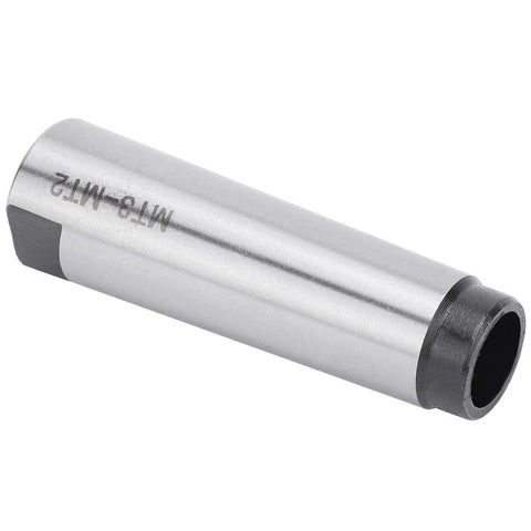 Drill sleeve arbor adapter MT3 to MT2, high-speed steel, silver cylindrical tool for CNC milling/lathe fixtures.