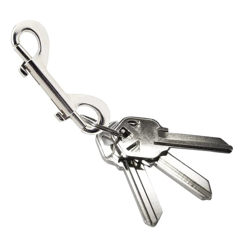 Six Pack 2.7 Inch Double Ended Bolt Snap Hooks Zinc Alloy Chain Clips holding keys, silver finish