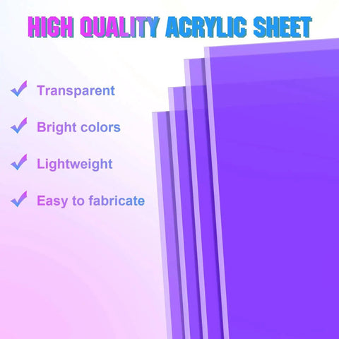 4 Pack 8x12 Inch Acrylic AB Sheets With Iridescent Radiant Color Shifting Finish, Colored Translucent Two Sided Rainbow Vibe, 1mm Thick