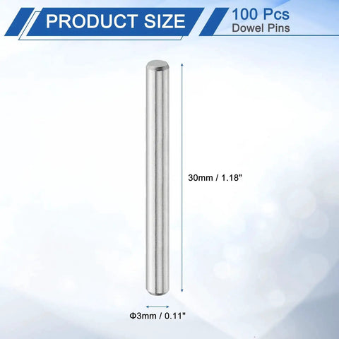 Built To Last 304 Stainless Steel Dowel Pins For Shelves And Cabinets 3x30mm 100 Pack Rustproof And Smooth Finish shown