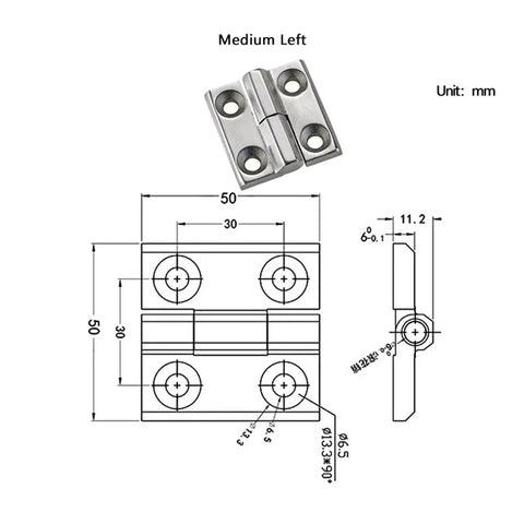 Removable Heavy Duty 304 Stainless Steel Hinge For Industrial Machinery And Equipment Built To Withstand Heavy Loads Tough As Nails Corrosion Resistant Thickened Surface For Load Capacity Easy Install And Durable Metal Hardware For Commercial Use with technical diagram