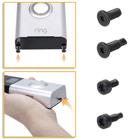 Video Doorbell Replacement Security Screws Kit, 20 Pcs, 4 Types, Hardened Carbon Steel, shown used with video doorbell