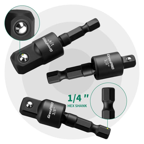 Flexible Drill Bit Extension Kit With 19 Pcs And 105 Degree Right Angle Attachments GRENPRO 3 rotatable socket adapters