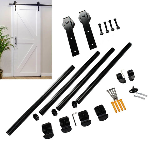 Heavy Duty Barn Door Hardware Kit 6.6 Foot Track System With 330 Pound Capacity Ultra Quiet Soft Close Sliding Hardware