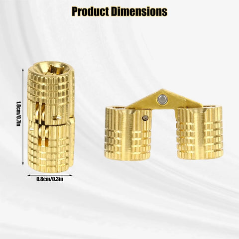 Hidden Barrel Hinges Set Eight Pack With Sixteen Screws For Cabinets And Furniture Concealed 180 Degree Opening Copper Hardware