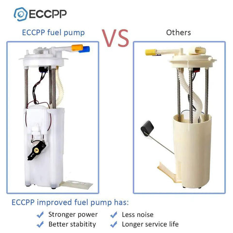 Comparison of ECCPP fuel pump and standard fuel pump, highlighting design and performance differences.