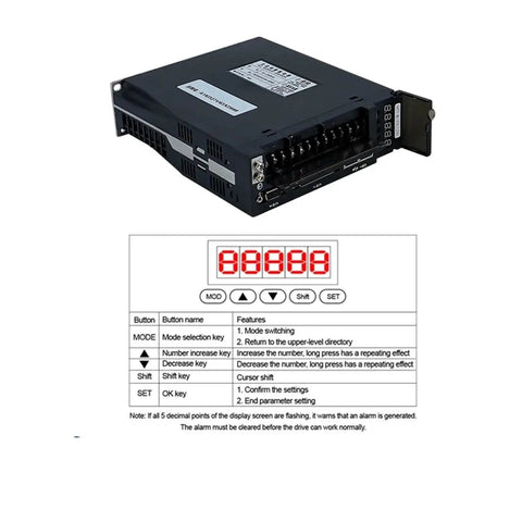 Front view of Amazon home servo drive module, 220V 750W, black enclosure with terminal block and digital display.