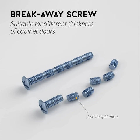 Break-away screw set suitable for different cabinet door thickness in 10 Pack Finger Edge Pulls For Black Cabinet Handles And Drawer Pulls