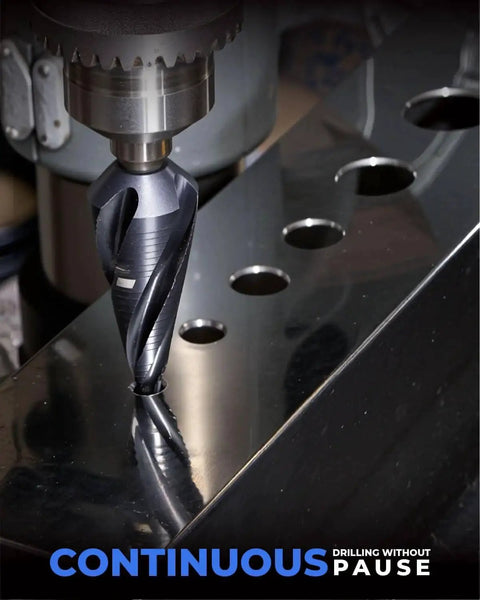 Four Spiral Flute Cobalt Step Drill Bit Pro From Toolant 12 Step Size From Three Sixteenth To Seven Eighth Inch drilling metal