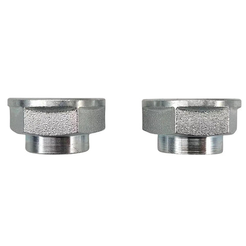 Front Wheel Hub And Bearing Kit With Seals And Retaining Clip Nut 2 Piece Replacement Set For Subaru Legacy Outback Impreza Forester And Baja 1990 To 2004 Without ABS pictured are two silver retaining clip nuts.