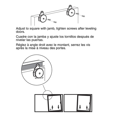 Installation guide for Closet Door Roller Kit For Back Mount Three Eighths Inch Offset Bracket Seven Eighths Inch Nylon Wheel