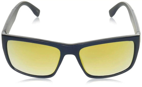 Vintage Rectangular Sunglasses For Men UV400 Protection in matte blue with 59mm frame, featuring yellow-tinted lenses.