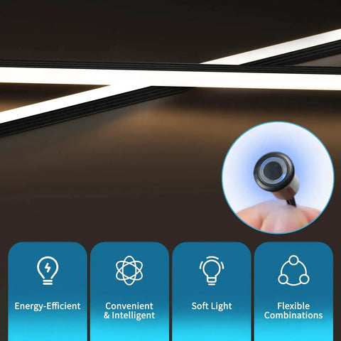 LED Recessed Lighting Kit For Wood Slat Walls And Cabinets Six Self Adhesive Light Bars With Smart Touch Switch 3000K Warm White
