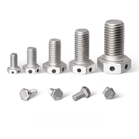 M12 304 Stainless Steel Hex Head Bolt With Safety Wire Hole Four Pack For Marine And Automotive Projects Drilled Head