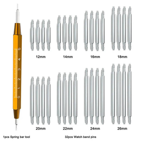 Spring Bar Tool Kit With 32 Heavy Duty 316L Stainless Steel Watch Band Pins For Easy Strap Replacement And Repairs