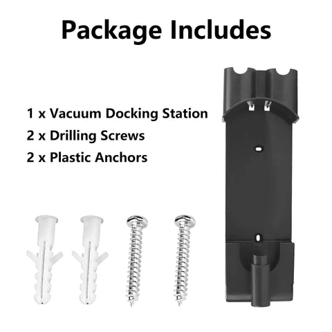 Improvedhand black wall-mount docking station for Dyson V7/V8 cordless vacuum with 2 screws and 2 plastic anchors
