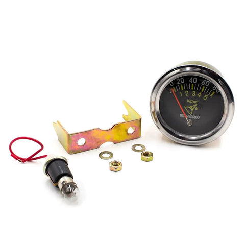 2 Inch 52mm Universal 12V DC Mechanical Pointer Oil Pressure Gauge 0 To 80 PSI Black Face Auto Car Meter With M8x1 Thread