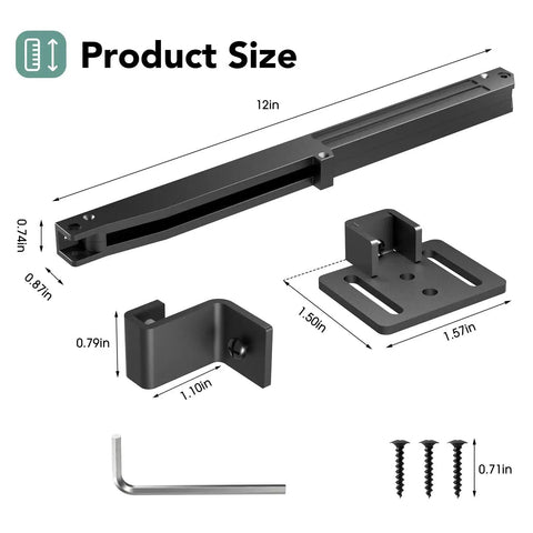 Soft Close Barn Door Hardware Kit With Silent Damper Stops For Flat Track Sliding Doors, prevents slamming and slows closure, set details