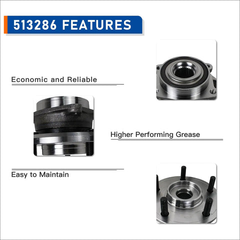 Pair 513286 Wheel Hub and Bearing Assembly for Dodge Journey 2009 to 2017 and Ram ProMaster 1500 2500 3500 features