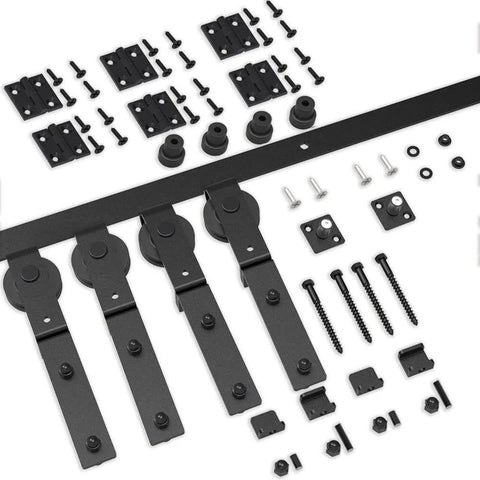 4ft Bi Folding Sliding Barn Door Hardware Kit For Two Doors Built Tough With Smooth Quiet Operation And Easy Install Carbon Steel