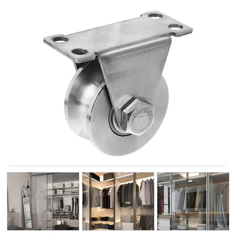 Heavy Duty Sliding Door Rollers With Double Bearings U Groove Track Wheels Stainless Steel Easy Install Triangular Bracket Pulley System