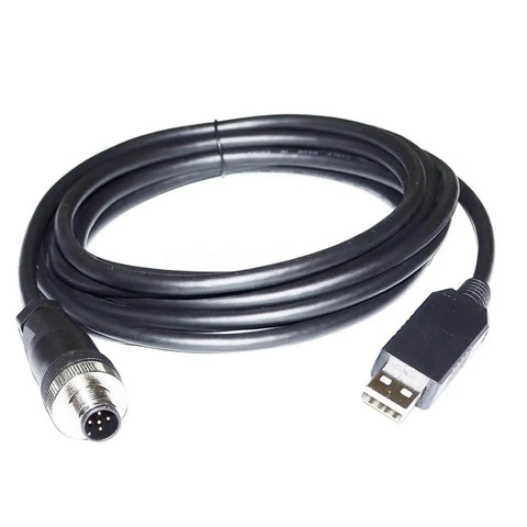 USB to 5-Pin Aviation RS232 Lead for Controllers, Single 1.8 m Industrial Serial Programming Service Cord with Threaded Locking Connector