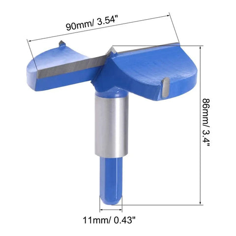 Beefy 90mm Tungsten Carbide Forstner Drill Bit For Wood And Plastic With Hex Shank 11mm And 86mm Total Length High RPM