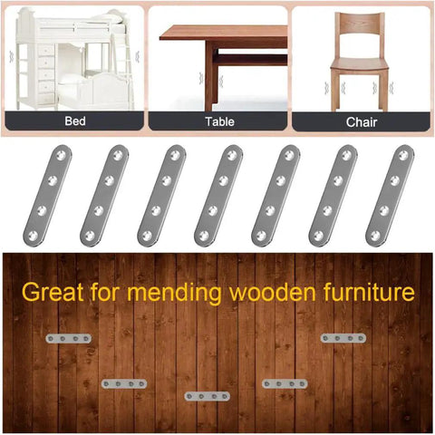 24 Pack Straight Brace Brackets 3 Inch Stainless Steel Flat Mending Plates For Wood Furniture With Screws for bed, table, chair repair.
