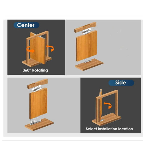 Heavy Duty Door Pivot Hinges For Wood Doors 360 Degree Hidden Door Hinge For Secret Doors Stainless Steel Invisible