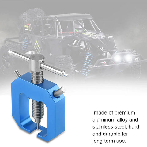 Mini RC Pinion Bearing Puller Stainless Steel Gear Puller For Small Gears shown in blue with an RC car background