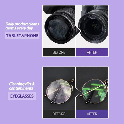 Before and after cleaning with Lens Wipes For Eyeglasses Camera Lenses And Screens 100 Count Pack
