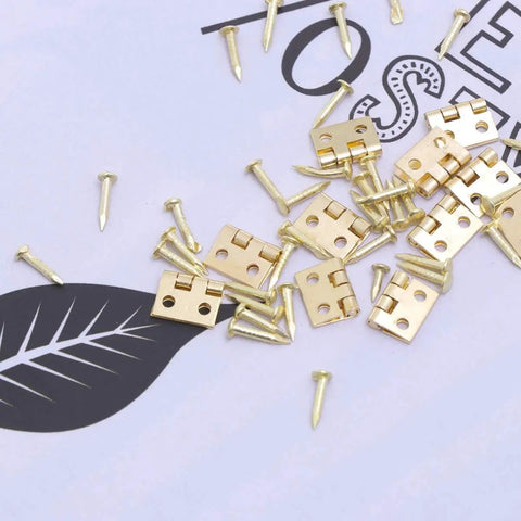 Mini Brass Cabinet Hinges For 1 To 12 Dollhouse Furniture With 48 Screws, 12 Pcs Durable DIY Closet Hinges, Small Hinges Open To 10 By 8 Mm