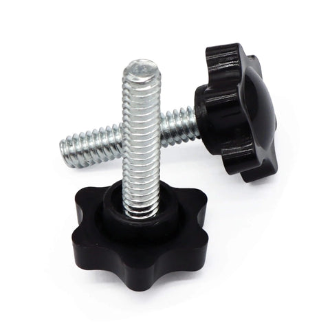 1/4-20 Threaded Knurled Thumb Nuts With Black Knobs For Quick Clamping, Durable Grip Screws Featuring Hex Star Pattern, 10 Piece Set