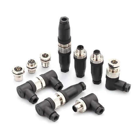M12 4 Pin Female Connector IP67 Waterproof A Code Industrial Circular Connector Wireable Adapter