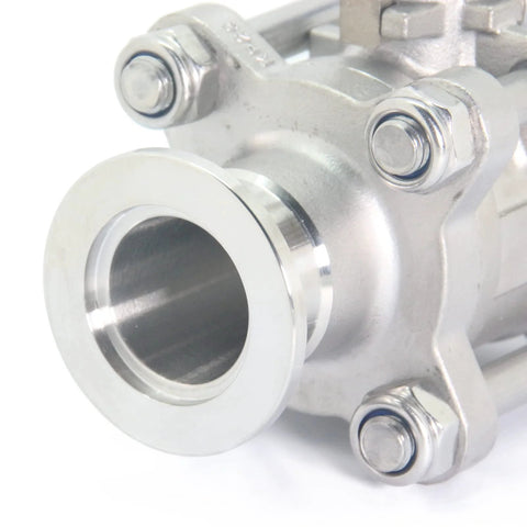 QiiMii stainless steel 304 vacuum ball valve KF-25 clamp with locking device, front view