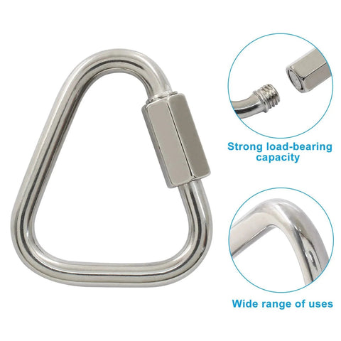 Close-up of M5 Delta Quick Links Triangle 3 16 Inch 4 Pcs 316 Stainless Steel Triangle Locking Quick Connectors with load-bearing details